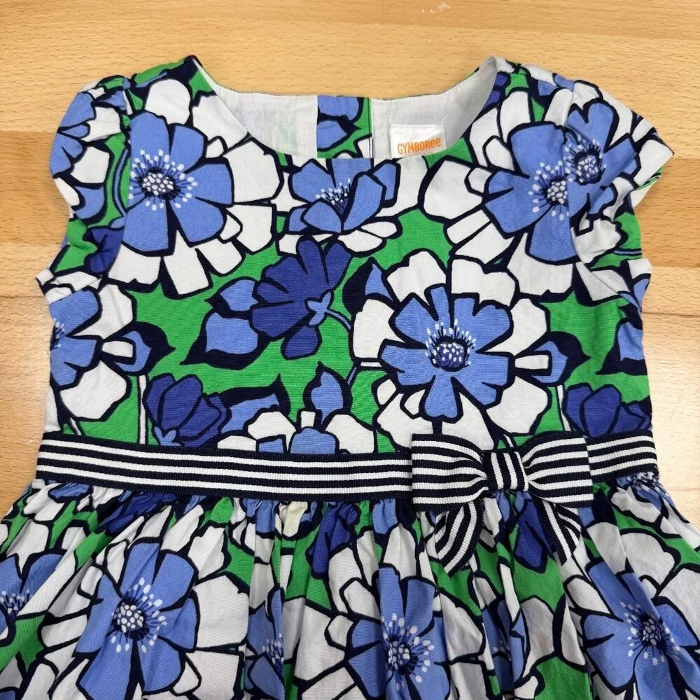 Gymboree Girl's Spring Prep Floral Print Dress size 12-18 Months Bow 100% Cotton
